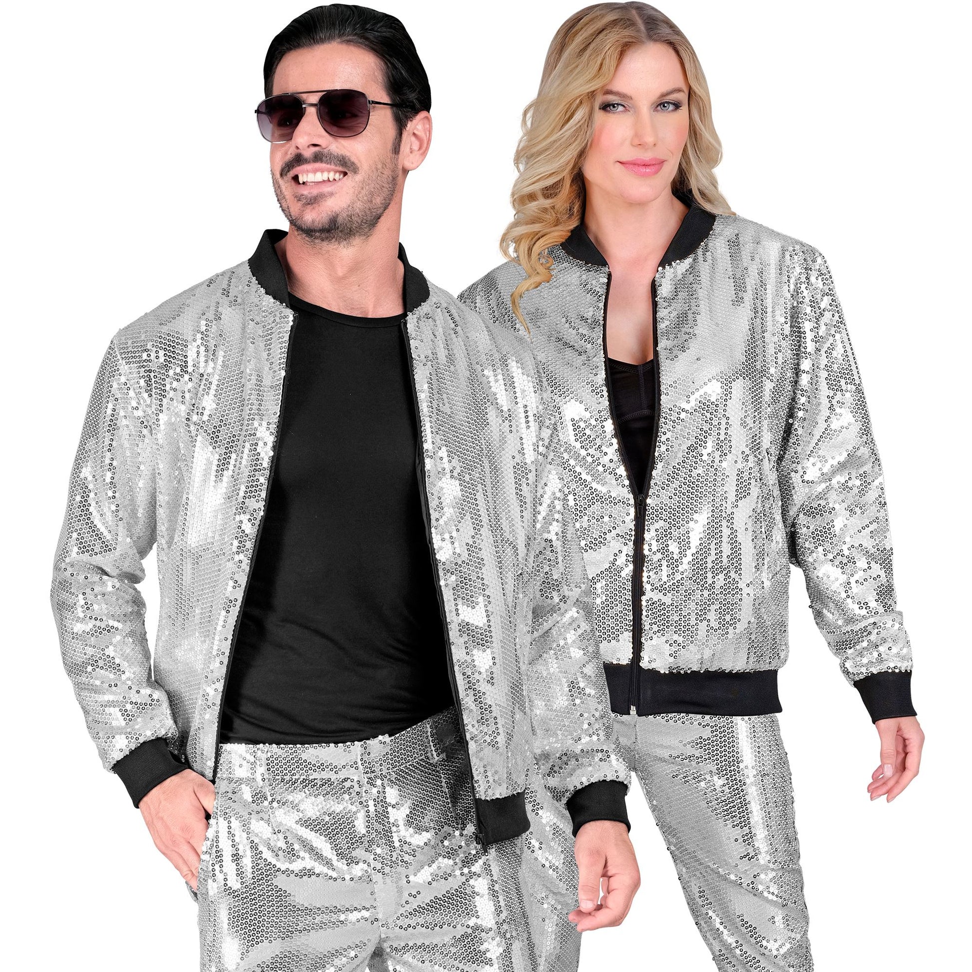 "PARTY FASHION BOMBERJACKE" (Pailletten Bomberjacke silber) – Ansicht 3