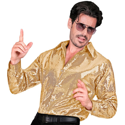 "PARTY FASHION HEMD" (Paillettenhemd gold) – Vorderansicht
