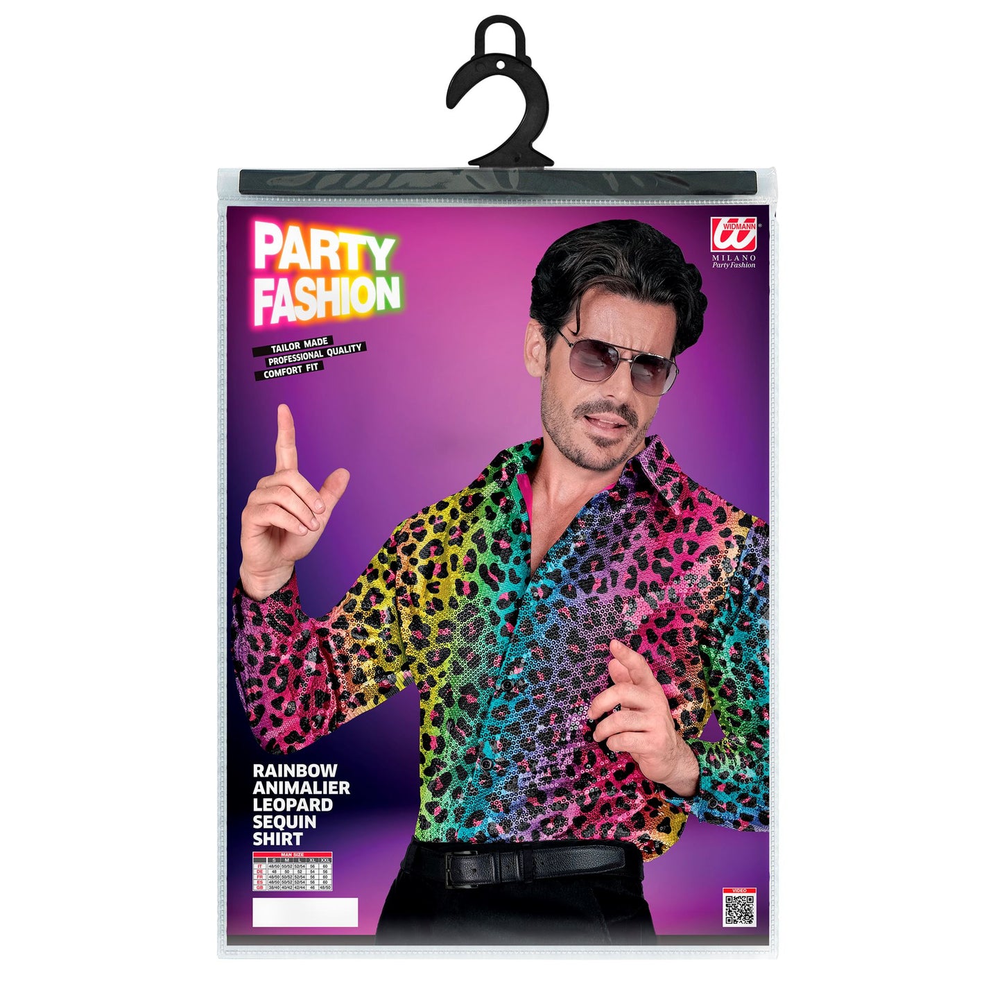 "PARTY FASHION HEMD" (Paillettenhemd in Leopardenmuster Regenbogen) – Ansicht 3