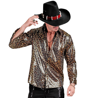 "PARTY FASHION HEMD" (Paillettenhemd in Leopardenmuster) – Detailansicht