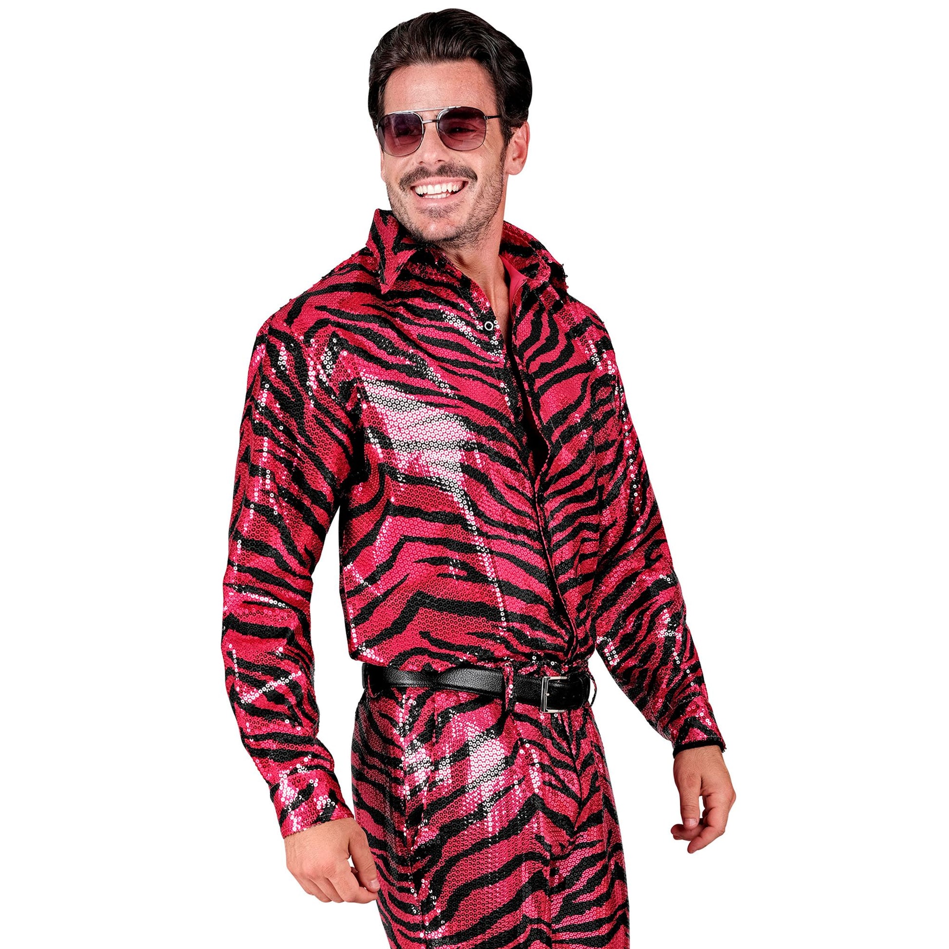 "PARTY FASHION HEMD" (Paillettenhemd in Zebramuster pink) – Ansicht 3