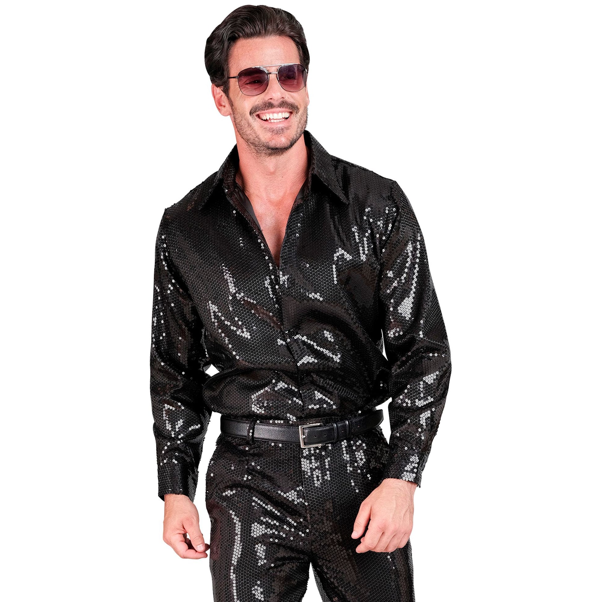 "PARTY FASHION HEMD" (Paillettenhemd schwarz) – Ansicht 3
