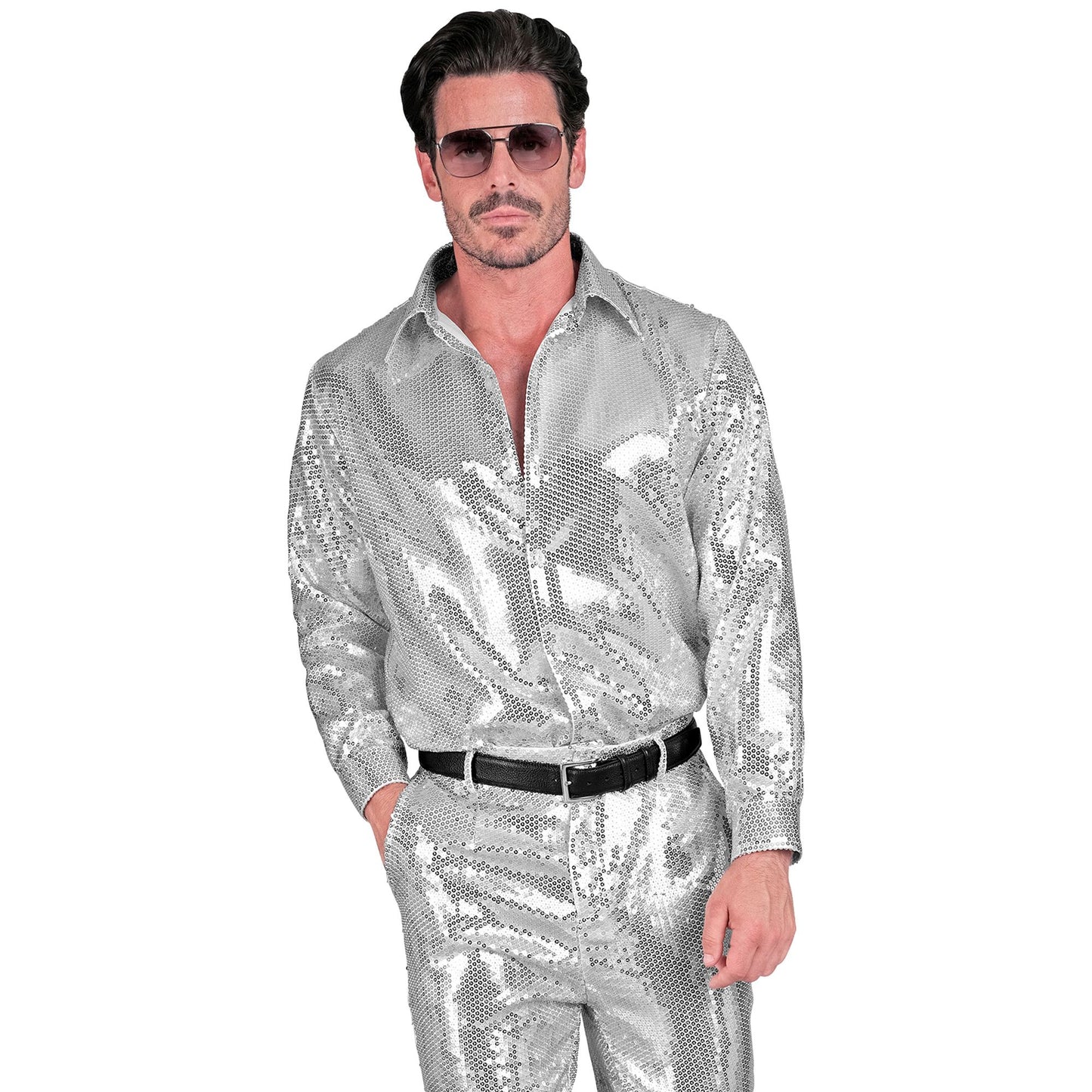 "PARTY FASHION HEMD" (Paillettenhemd silber) – Ansicht 3
