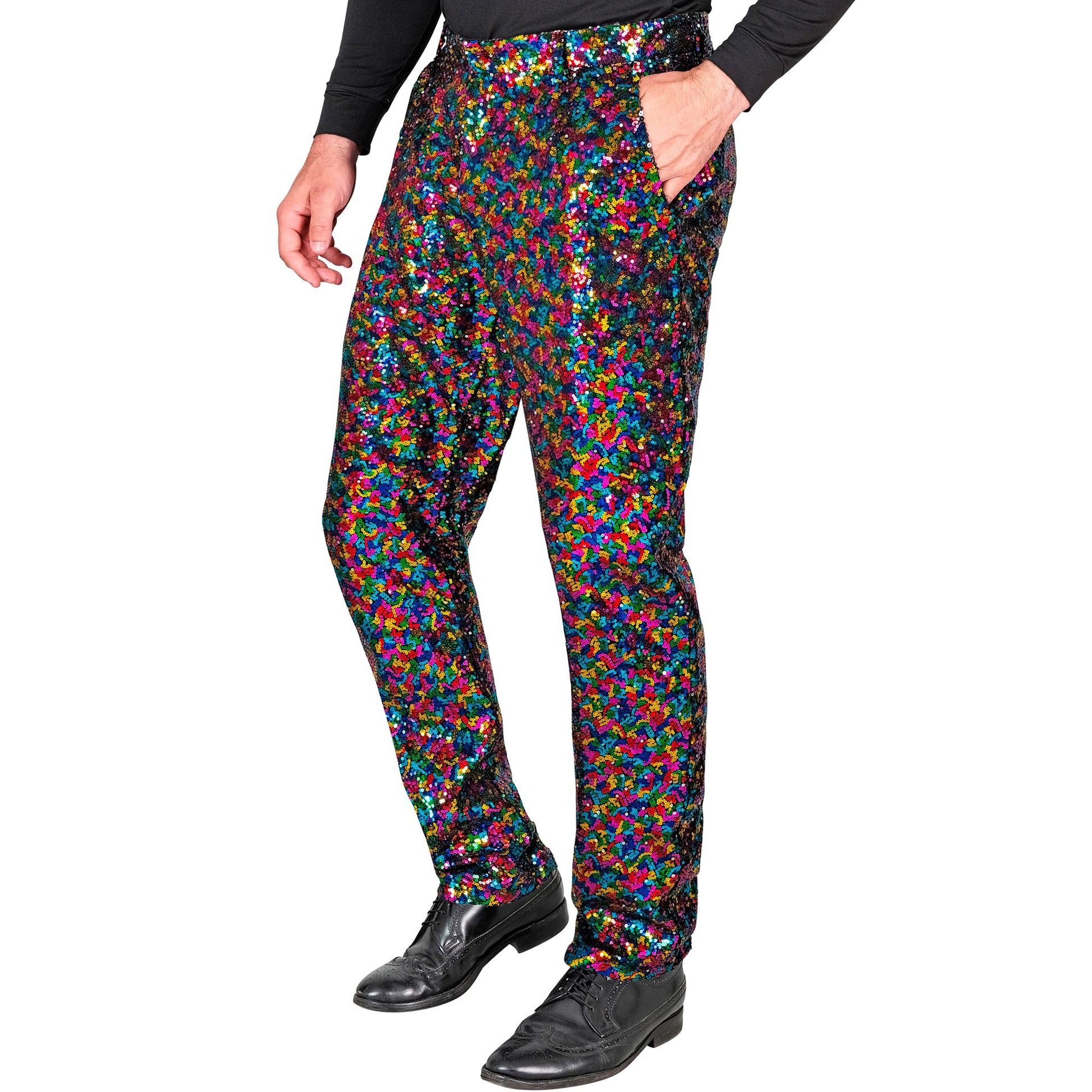 "PARTY FASHION HOSE" (Paillettenhose bunt) – Vorderansicht