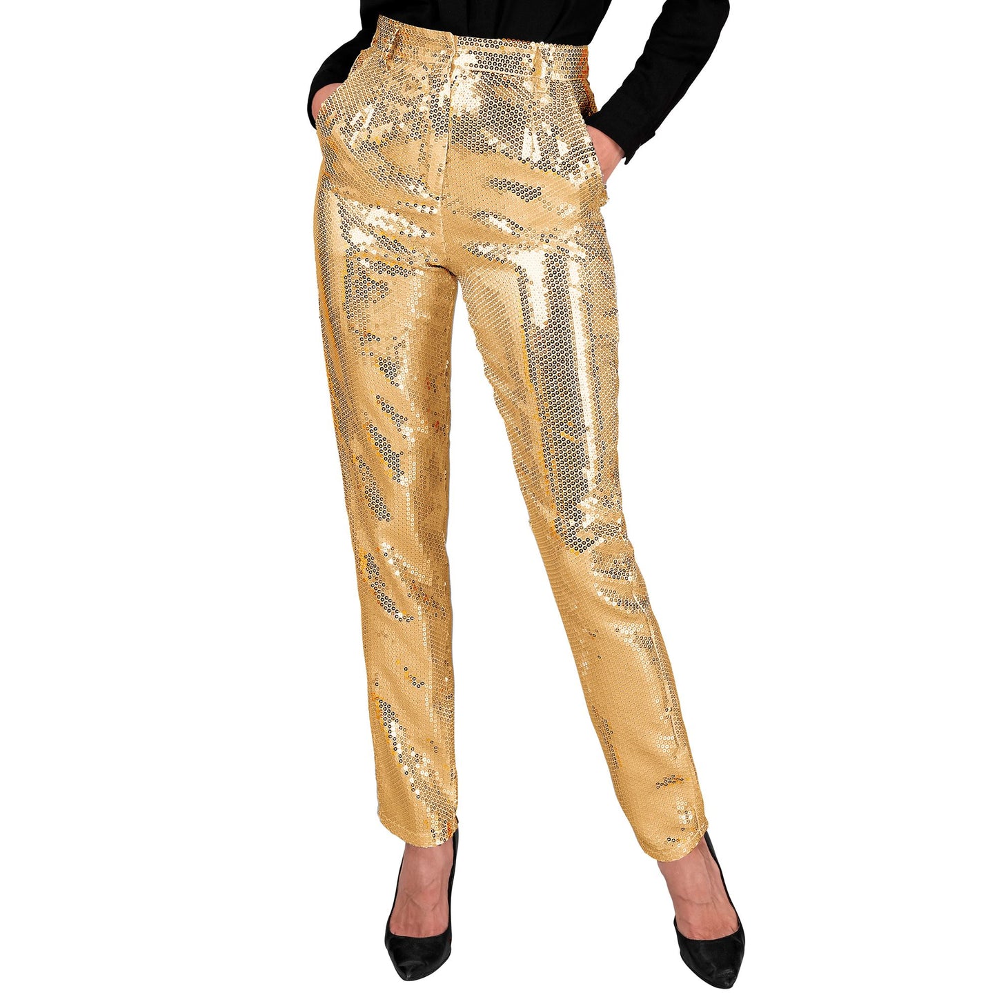 "PARTY FASHION HOSE" (Paillettenhose gold) – Vorderansicht