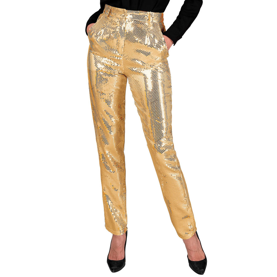 "PARTY FASHION HOSE" (Paillettenhose gold) – Vorderansicht