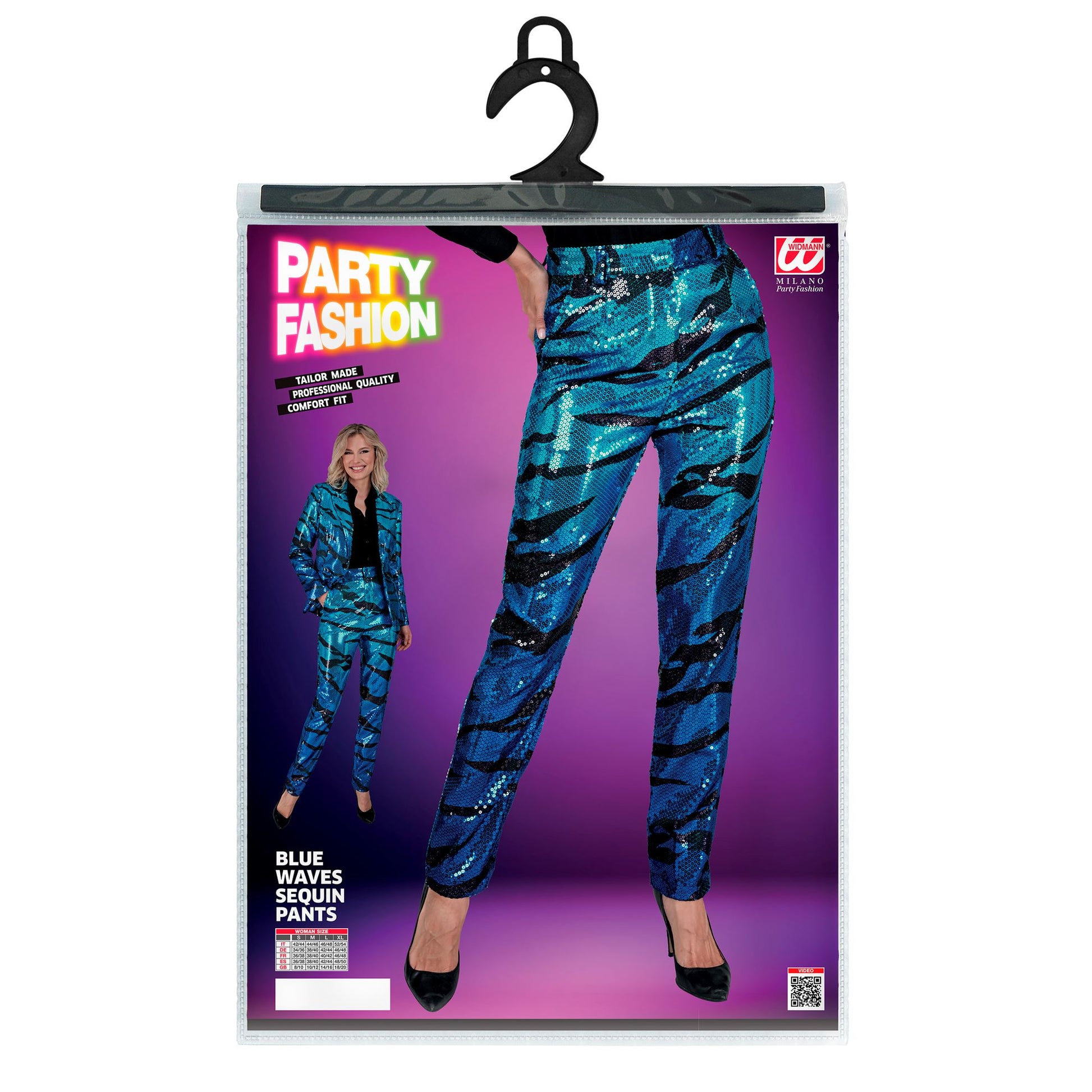 "PARTY FASHION HOSE" (Paillettenhose in blue waves Muster) – Ansicht 4