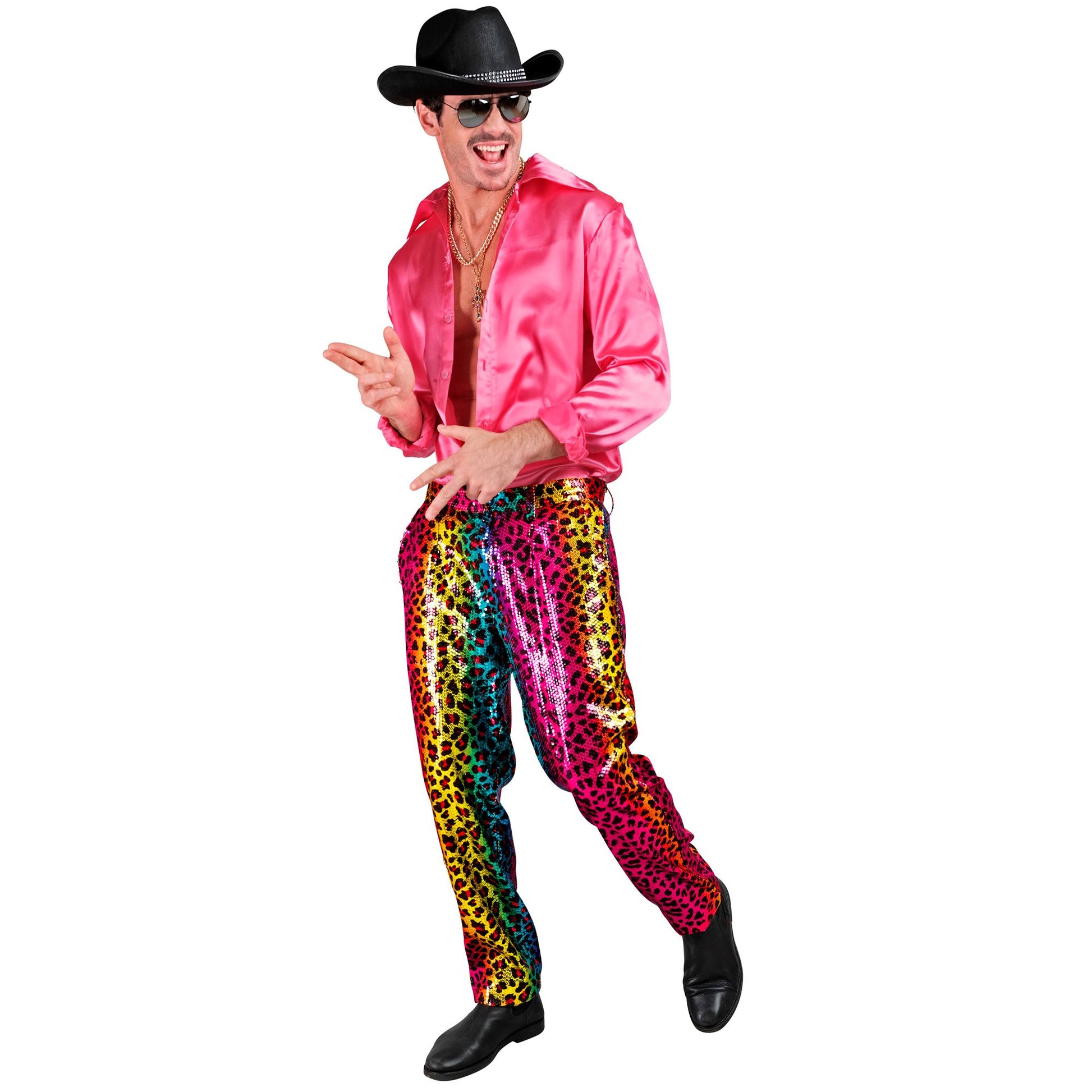 "PARTY FASHION HOSE" (Paillettenhose in Leopardenmuster Regenbogen) – Ansicht 3