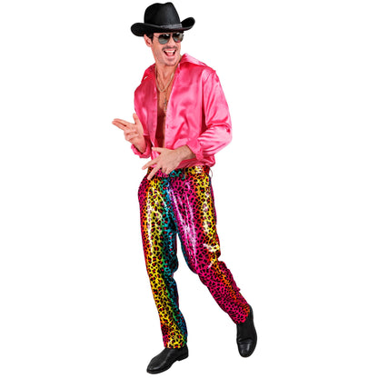 "PARTY FASHION HOSE" (Paillettenhose in Leopardenmuster Regenbogen) – Ansicht 3