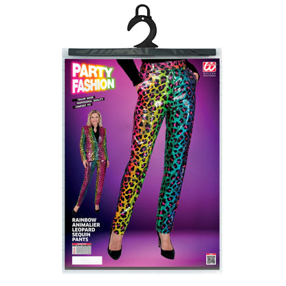 "PARTY FASHION HOSE" (Paillettenhose in Leopardenmuster Regenbogen) – Ansicht 5
