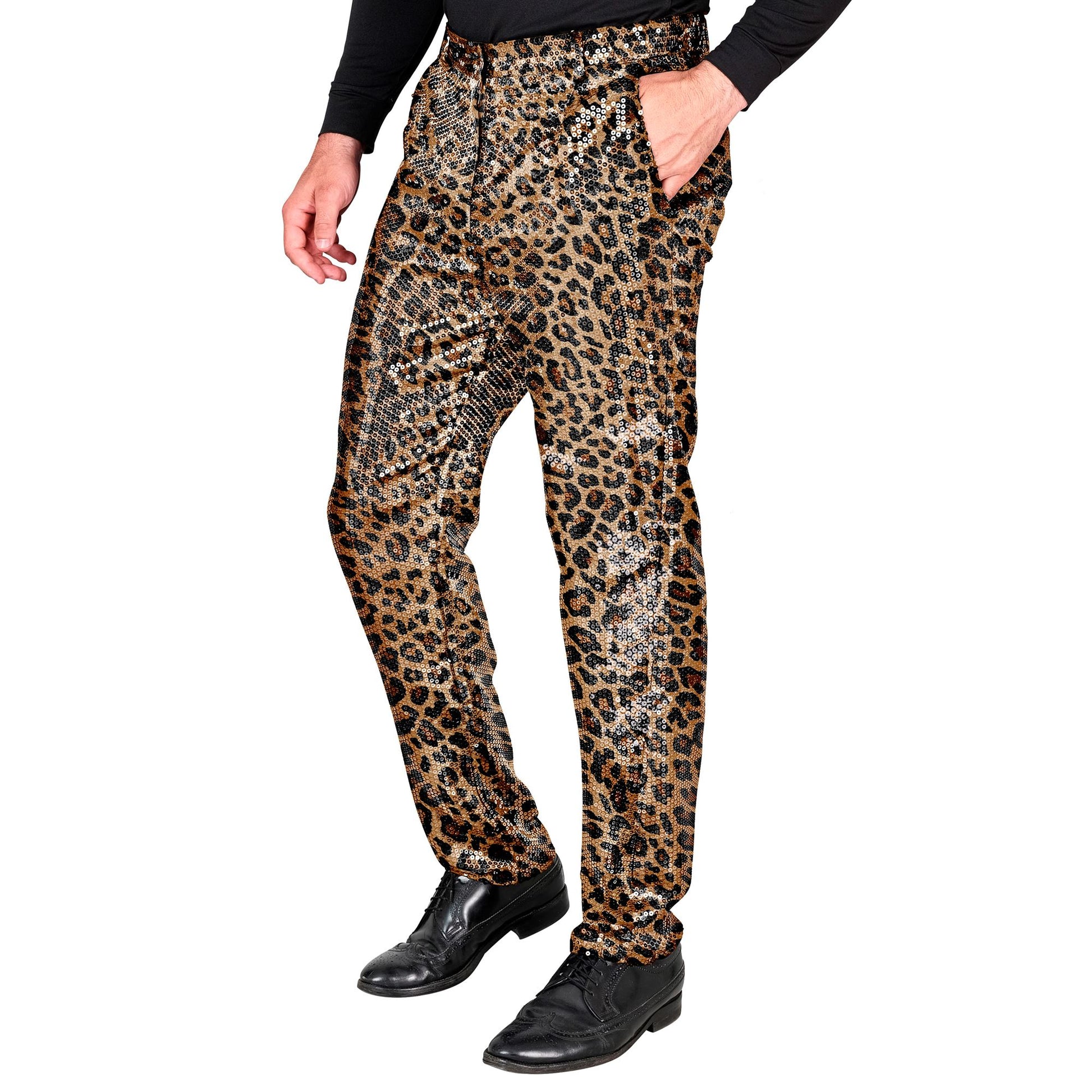 "PARTY FASHION HOSE" (Paillettenhose in Leopardenmuster) – Vorderansicht