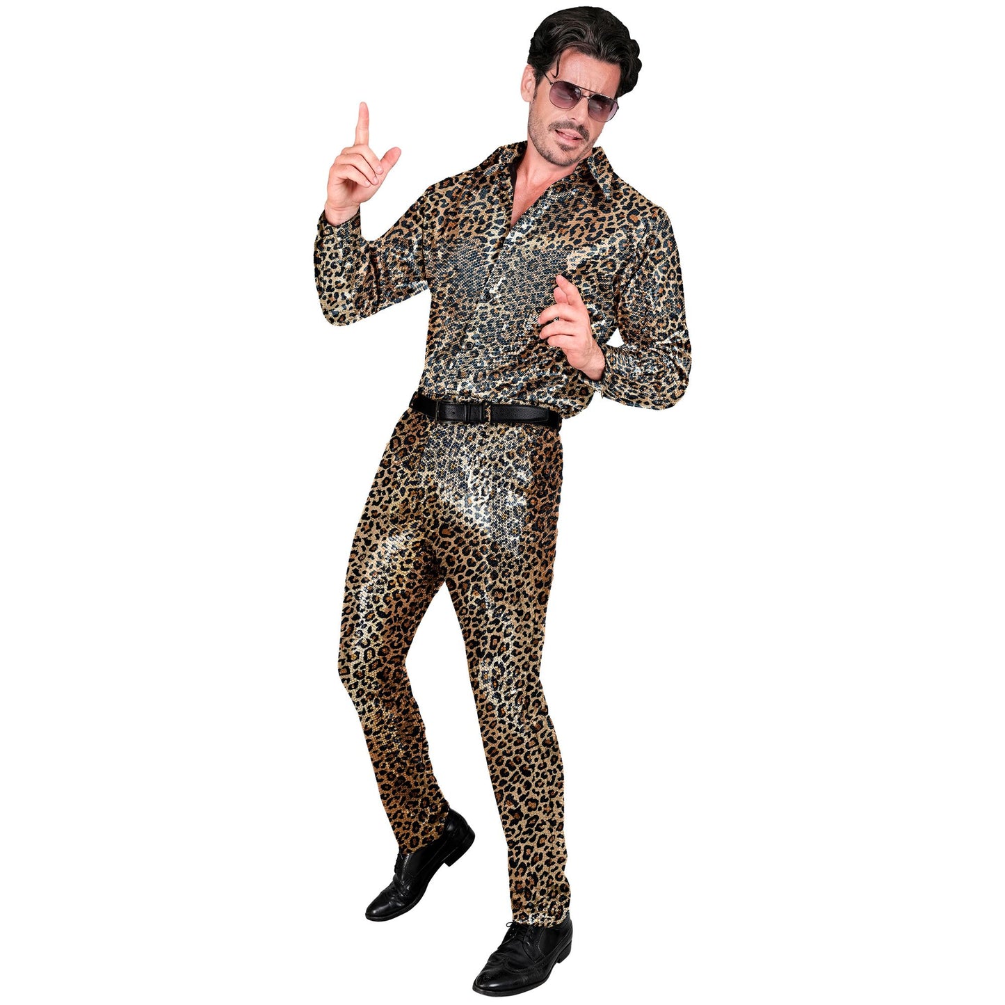 "PARTY FASHION HOSE" (Paillettenhose in Leopardenmuster) – Detailansicht