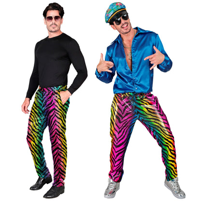 "PARTY FASHION HOSE" (Paillettenhose in Tigermuster Regenbogen) – Detailansicht