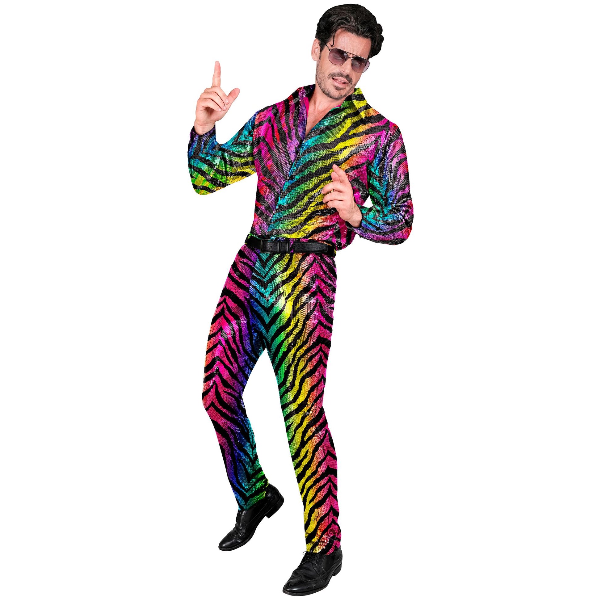 "PARTY FASHION HOSE" (Paillettenhose in Tigermuster Regenbogen) – Ansicht 4
