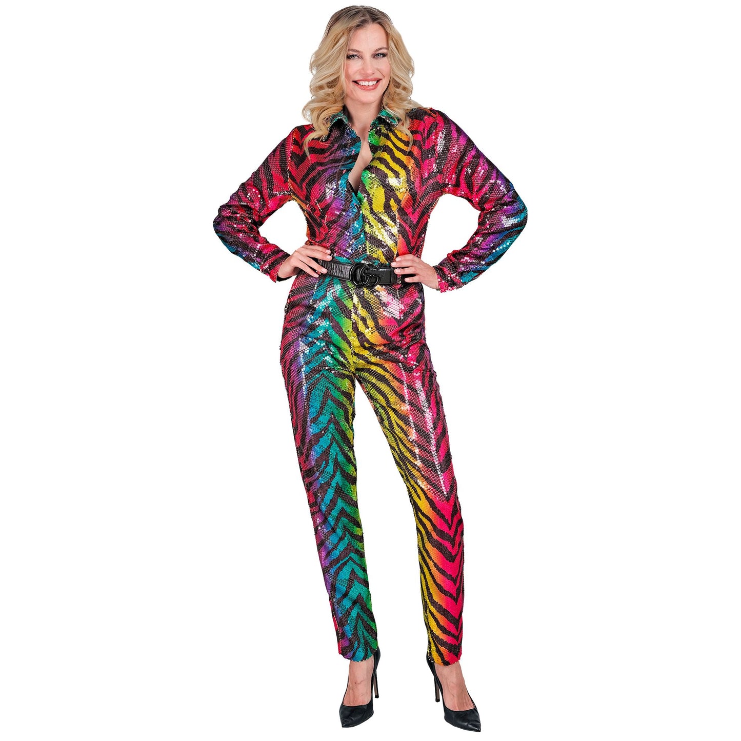 "PARTY FASHION HOSE" (Paillettenhose in Tigermuster Regenbogen) – Ansicht 4