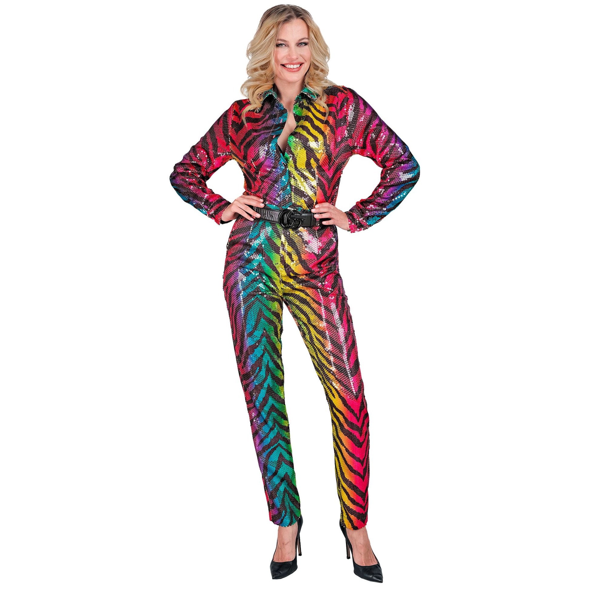 "PARTY FASHION HOSE" (Paillettenhose in Tigermuster Regenbogen) – Ansicht 4
