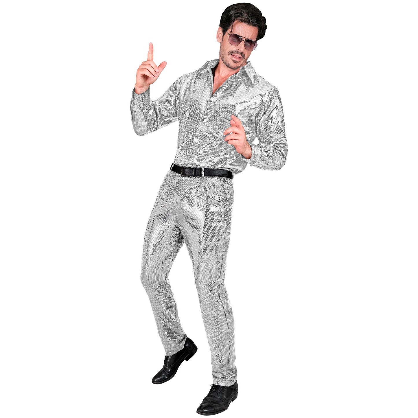 "PARTY FASHION HOSE" (Paillettenhose silber) – Detailansicht