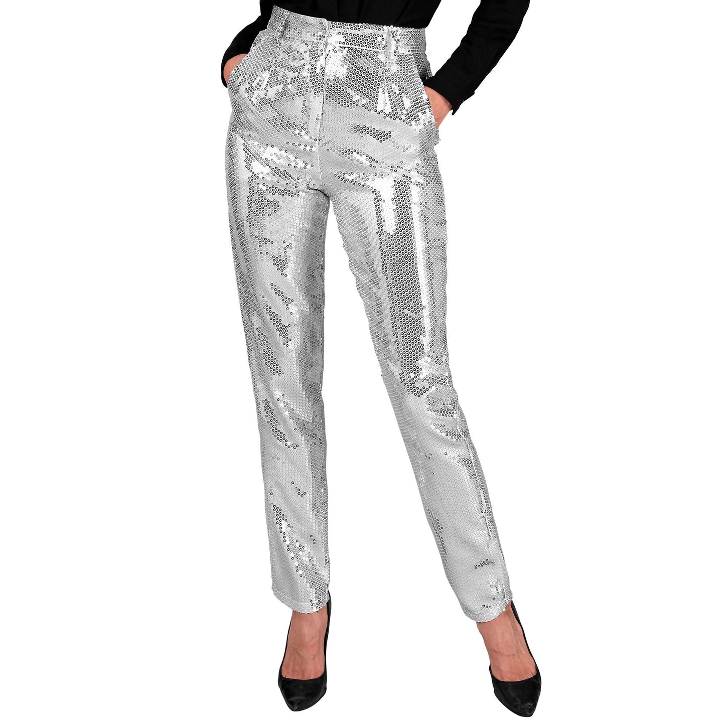 "PARTY FASHION HOSE" (Paillettenhose silber) – Vorderansicht