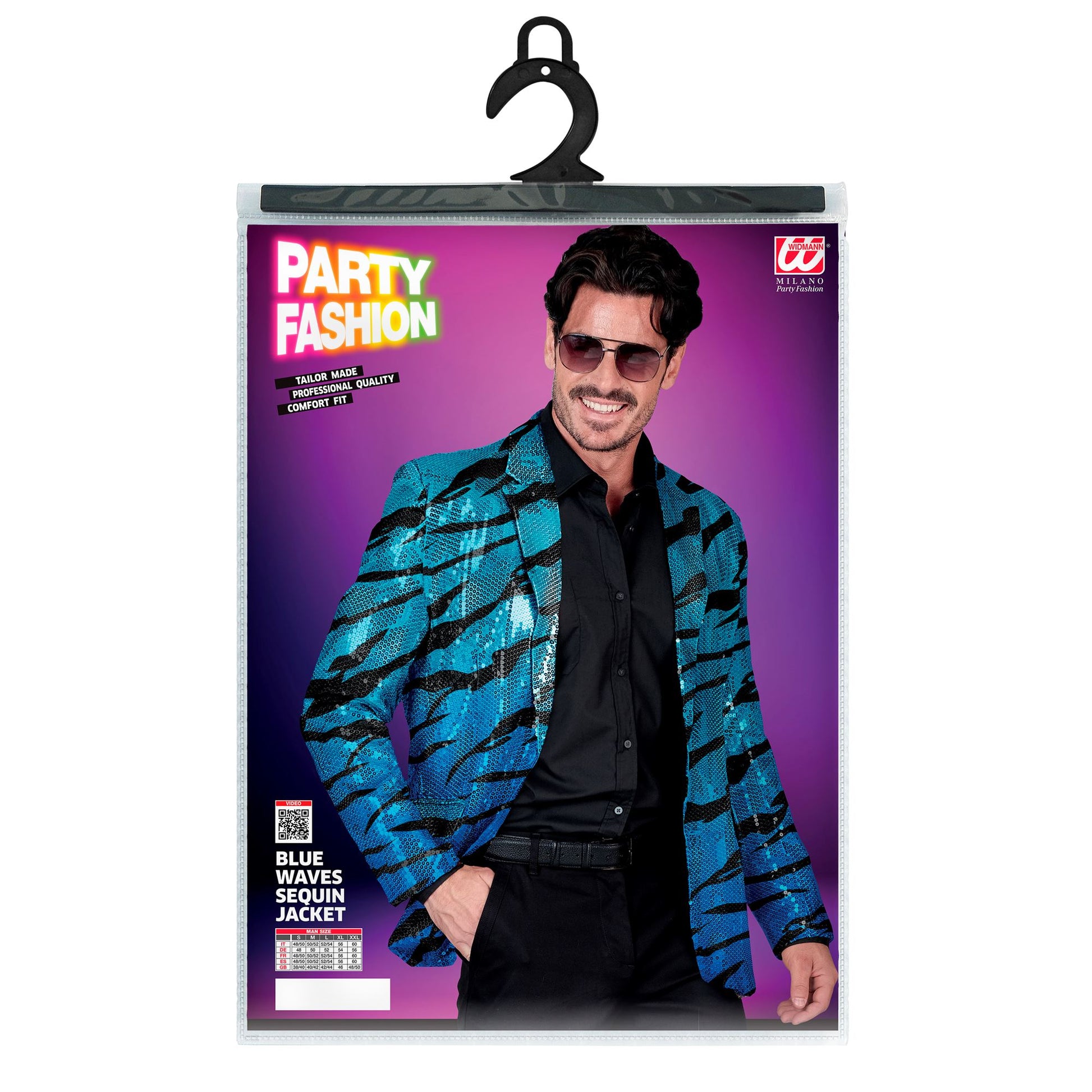 "PARTY FASHION JACKETT" (Pailletten Jackett in blue waves Muster) – Ansicht 4