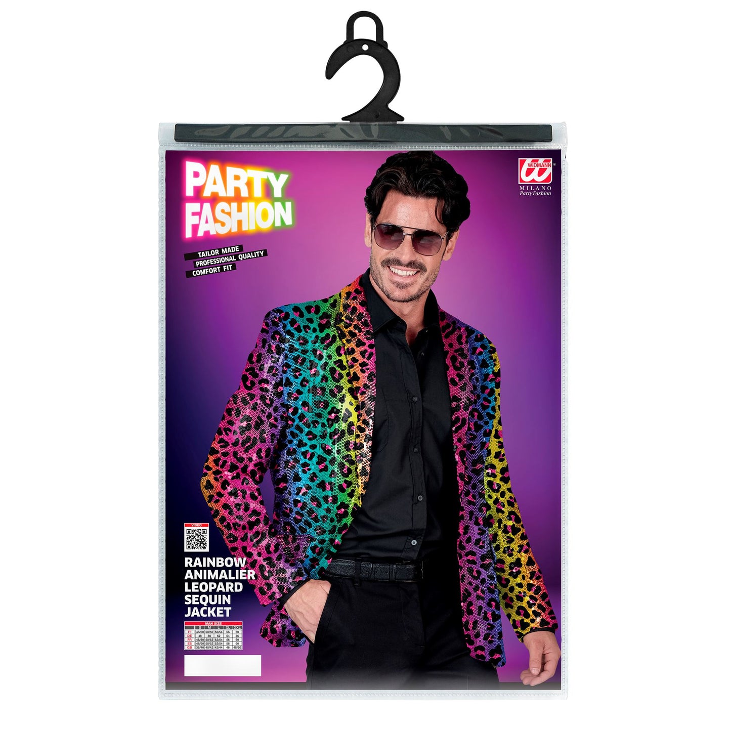 "PARTY FASHION JACKETT" (Pailletten Jackett in Leopardenmuster Regenbogen) – Ansicht 3