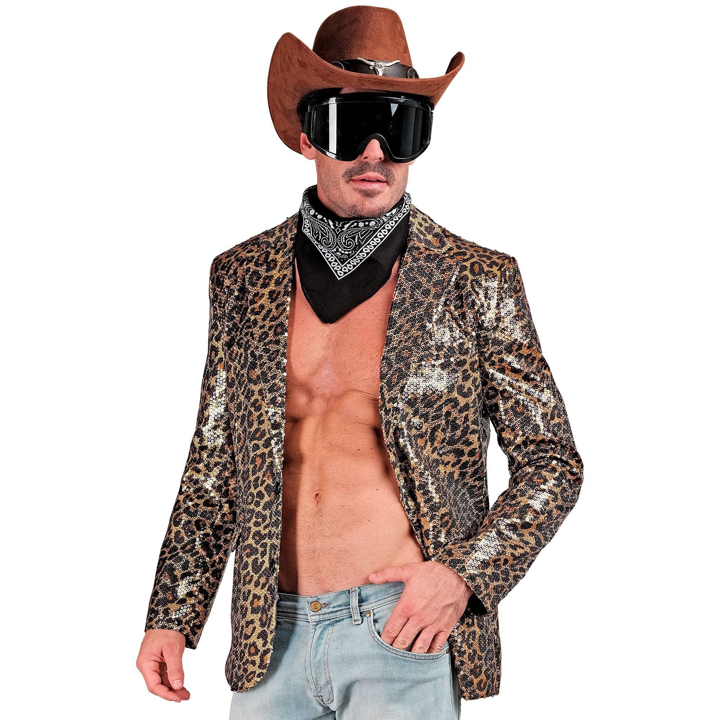 "PARTY FASHION JACKETT" (Pailletten Jackett in Leopardenmuster) – Detailansicht
