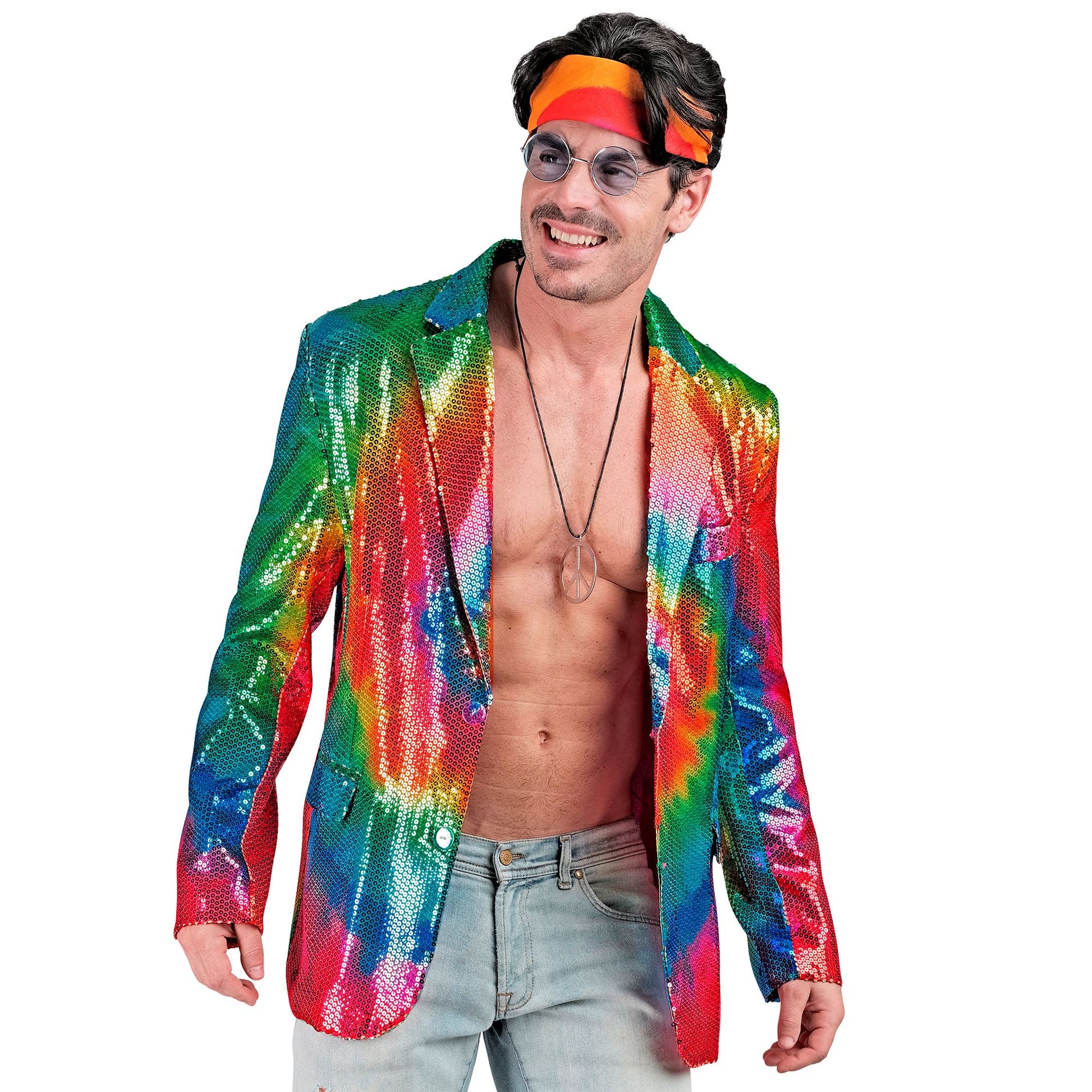 "PARTY FASHION JACKETT" (Pailletten Jackett in Tie-Dye Muster) – Detailansicht