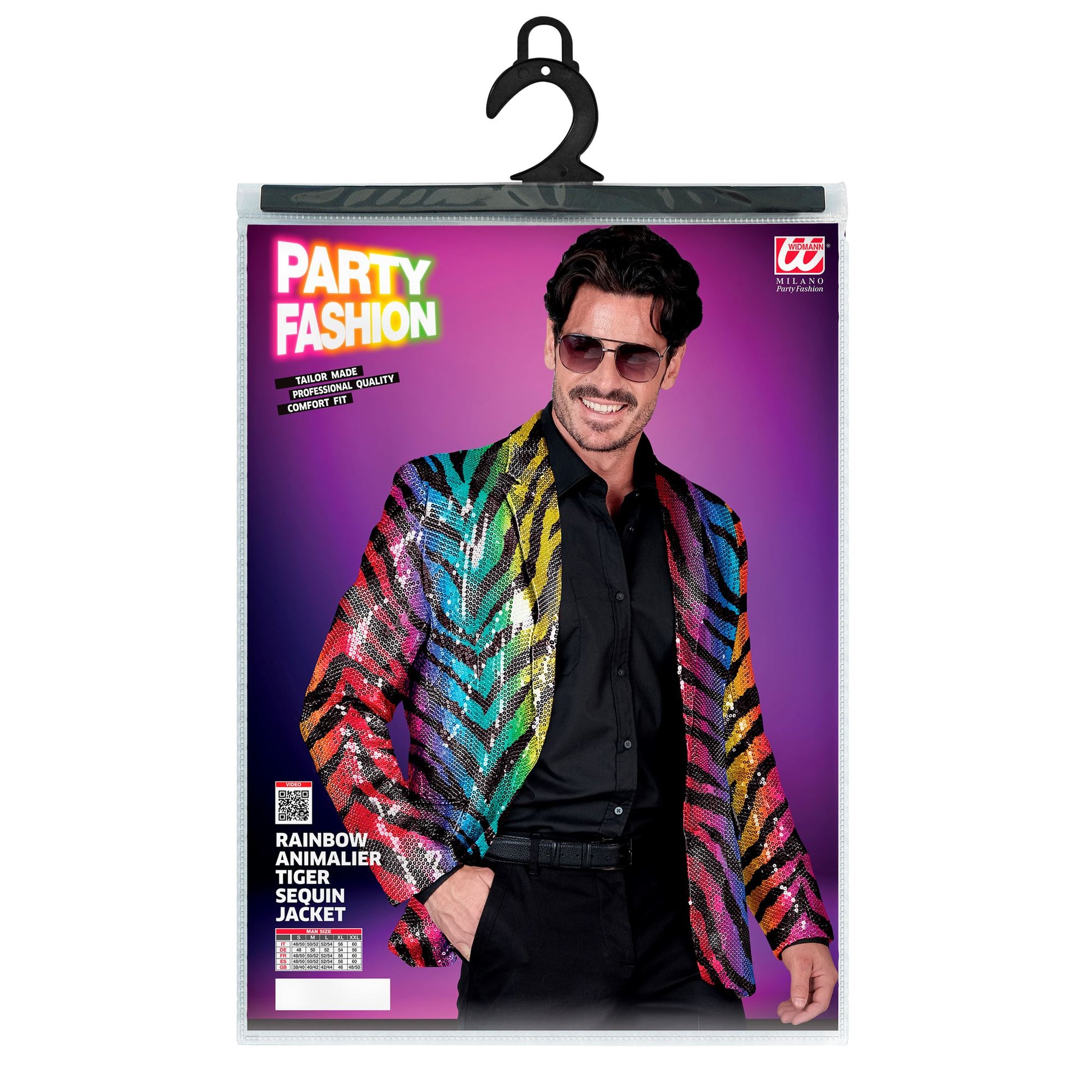 "PARTY FASHION JACKETT" (Pailletten Jackett in Tigermuster Regenbogen) – Ansicht 3