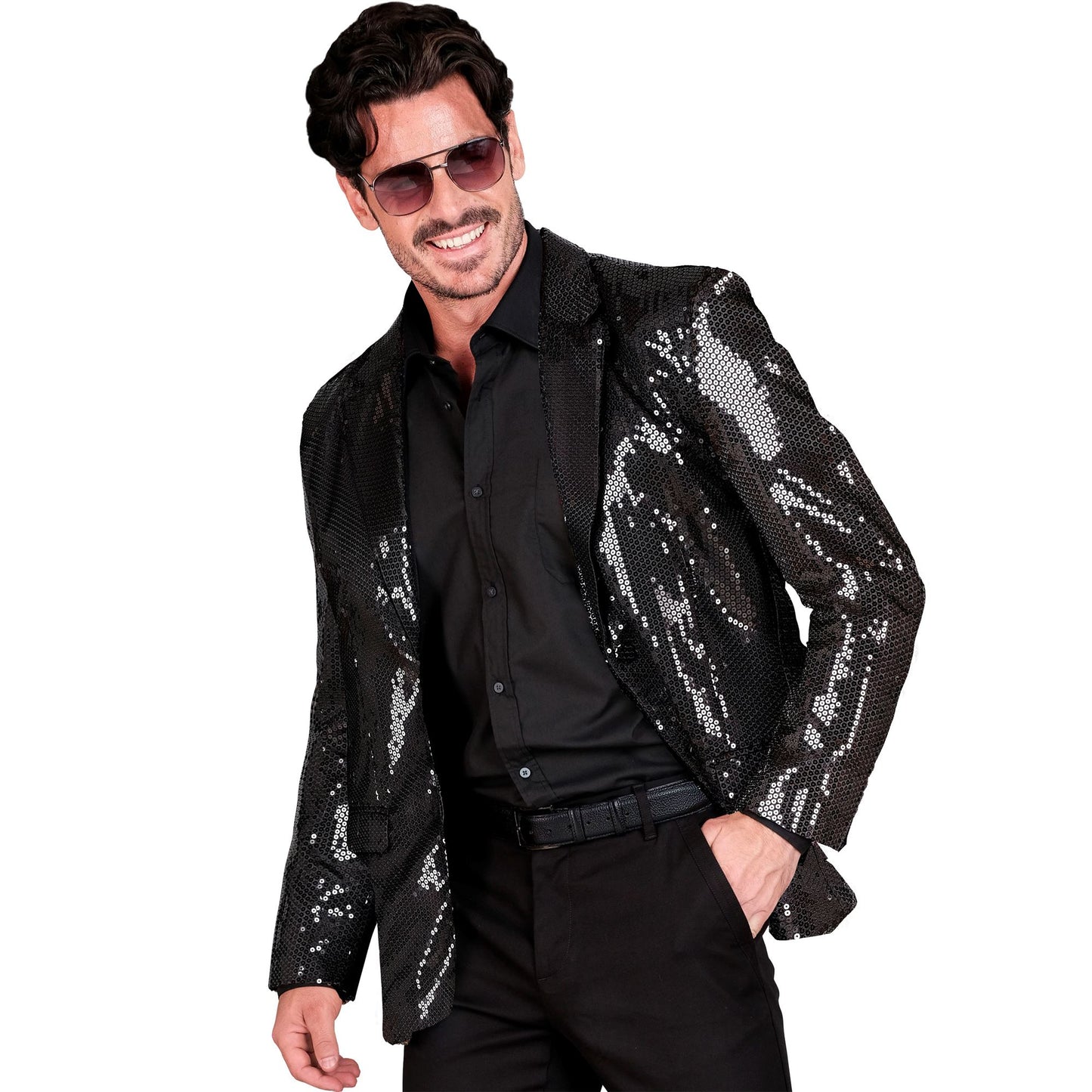 "PARTY FASHION JACKETT" (Pailletten Jackett schwarz) – Vorderansicht