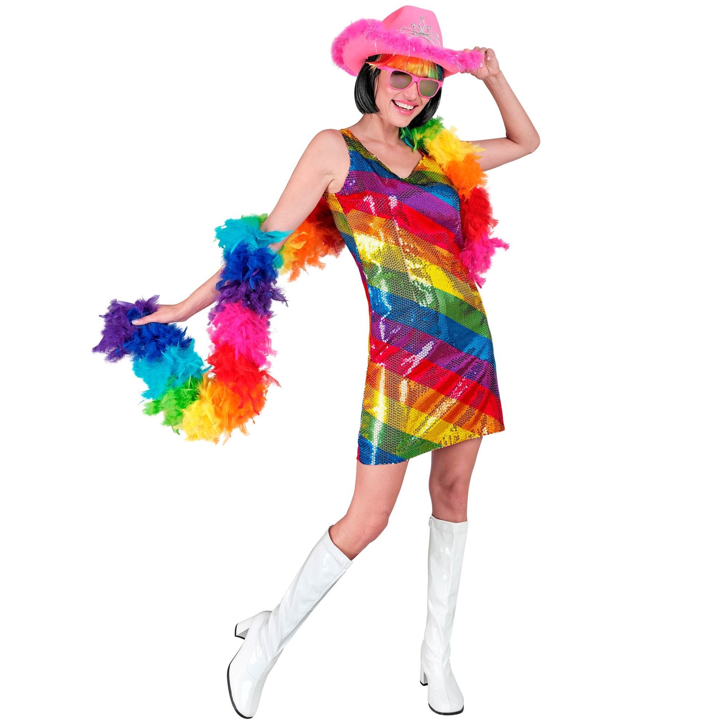 "PARTY FASHION KLEID" (Paillettekleid in Regenbogen Muster) – Ansicht 4
