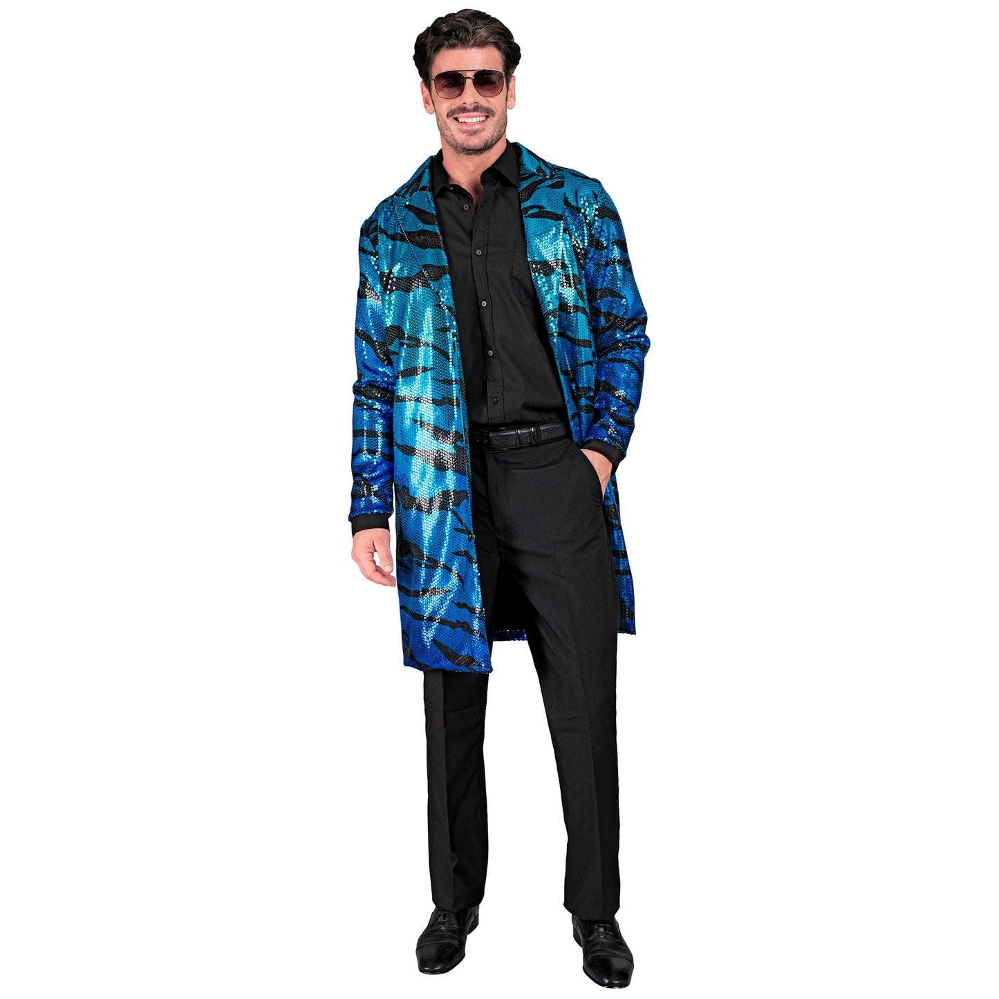 "PARTY FASHION MANTEL" (Paillettenmantel in blue waves Muster) – Ansicht 4