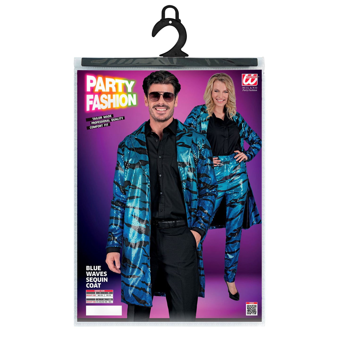 "PARTY FASHION MANTEL" (Paillettenmantel in blue waves Muster) – Ansicht 5