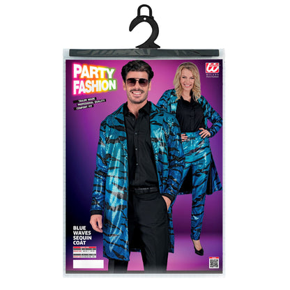"PARTY FASHION MANTEL" (Paillettenmantel in blue waves Muster) – Ansicht 5