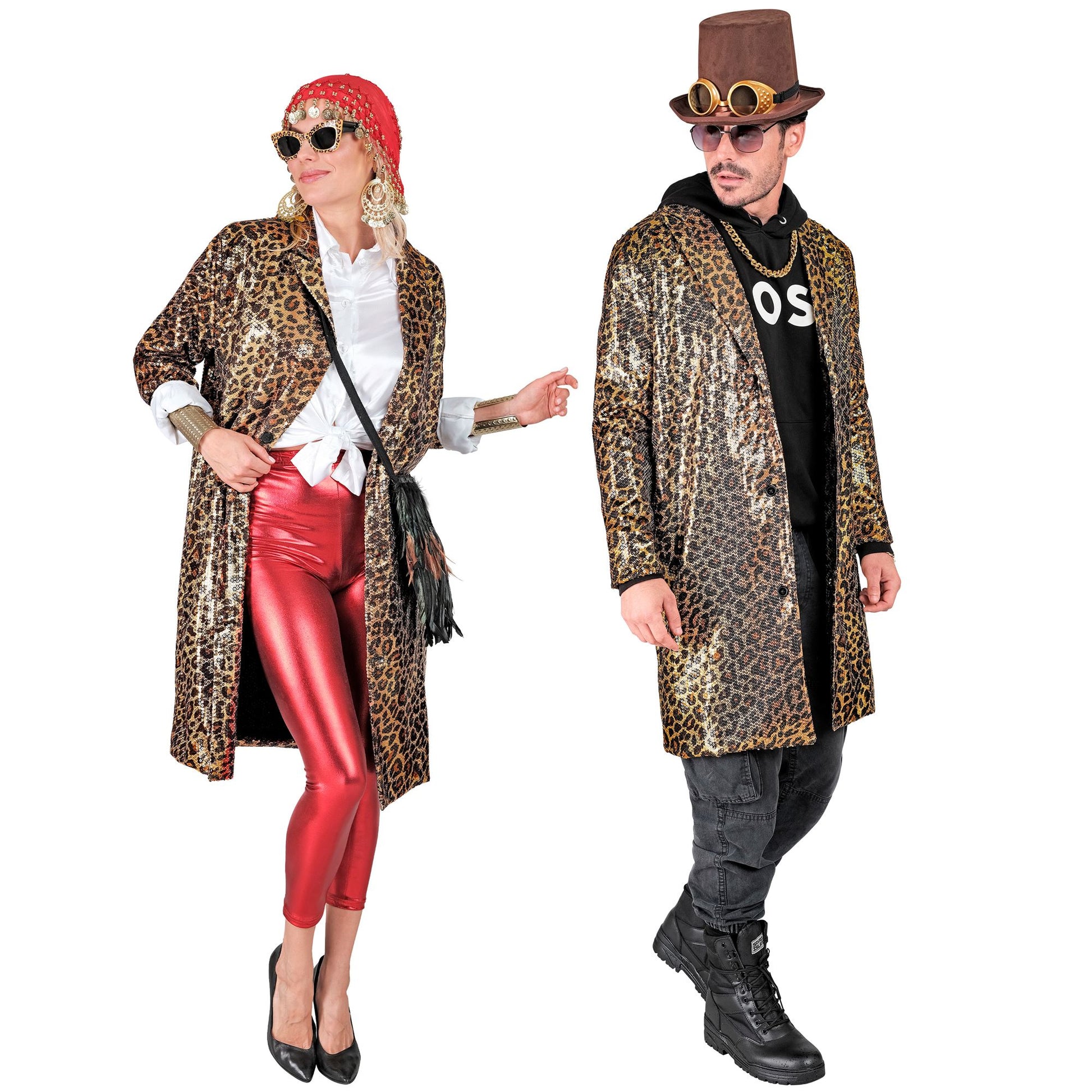"PARTY FASHION MANTEL" (Paillettenmantel in Leopardenmuster) – Detailansicht
