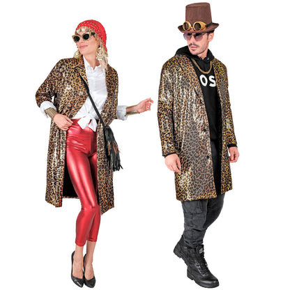 "PARTY FASHION MANTEL" (Paillettenmantel in Leopardenmuster) – Detailansicht