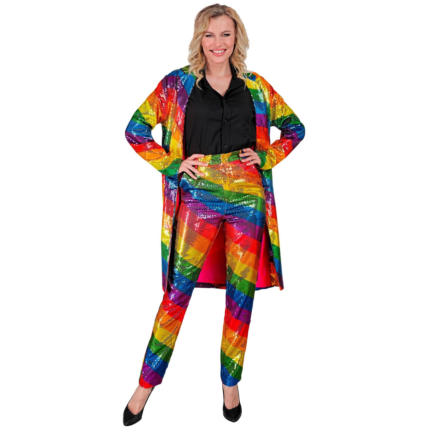 "PARTY FASHION MANTEL" (Paillettenmantel in Regenbogen Muster) – Ansicht 3