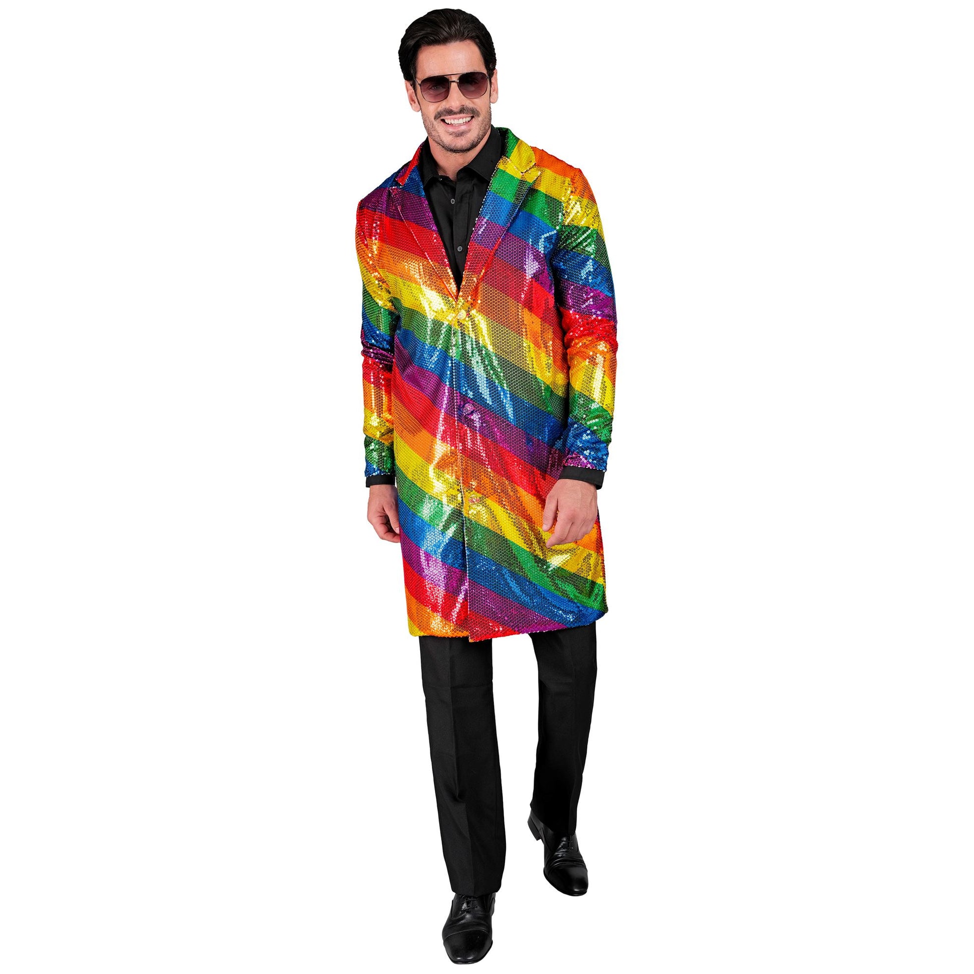 "PARTY FASHION MANTEL" (Paillettenmantel in Regenbogen Muster) – Ansicht 4