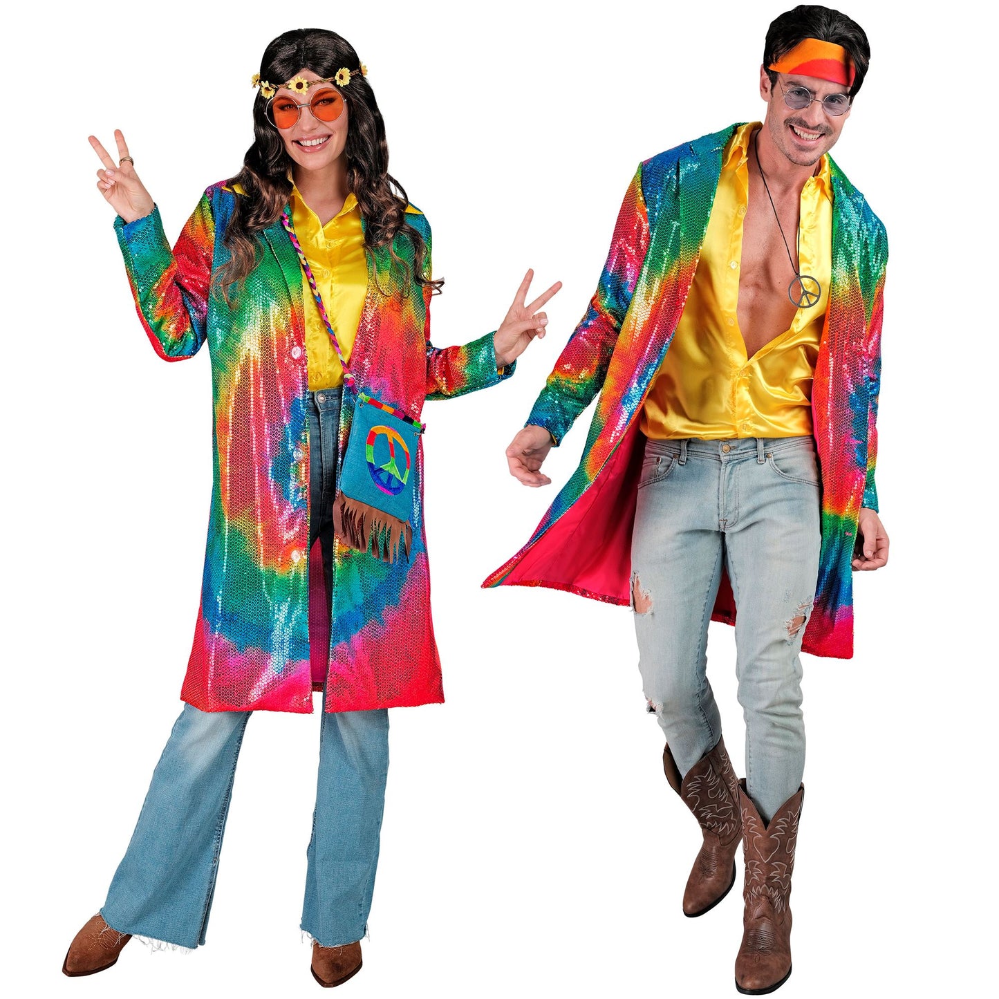 "PARTY FASHION MANTEL" (Paillettenmantel in Tie-Dye Muster) – Detailansicht