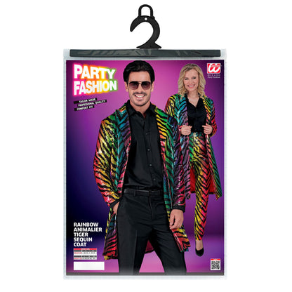 "PARTY FASHION MANTEL" (Paillettenmantel in Tigermuster Regenbogen) – Ansicht 5