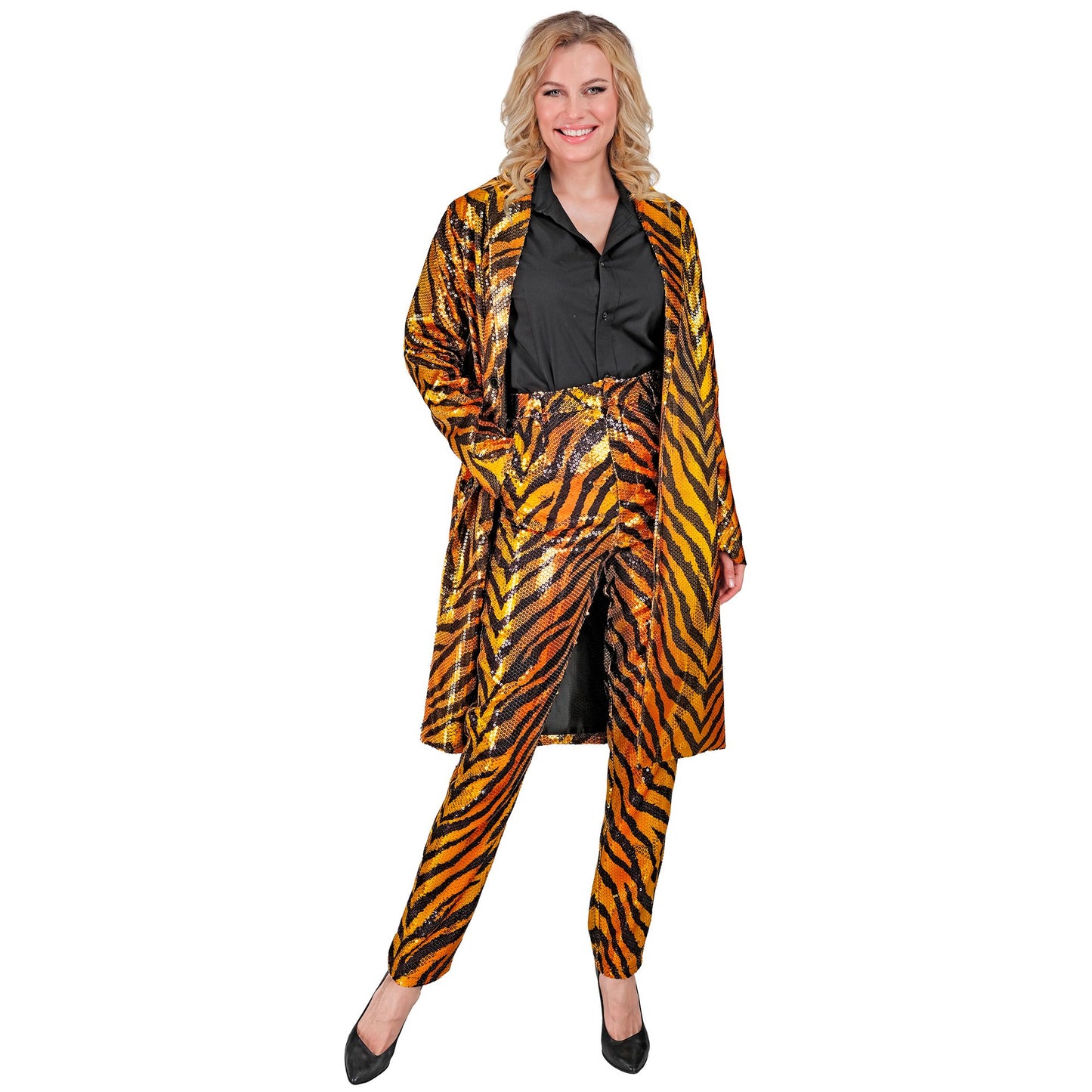 "PARTY FASHION MANTEL" (Paillettenmantel in Tigermuster) – Ansicht 3