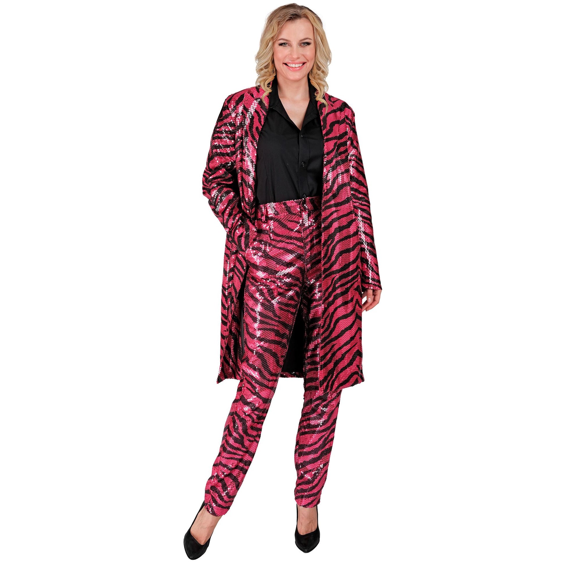 "PARTY FASHION MANTEL" (Paillettenmantel in Zebramuster pink) – Ansicht 3