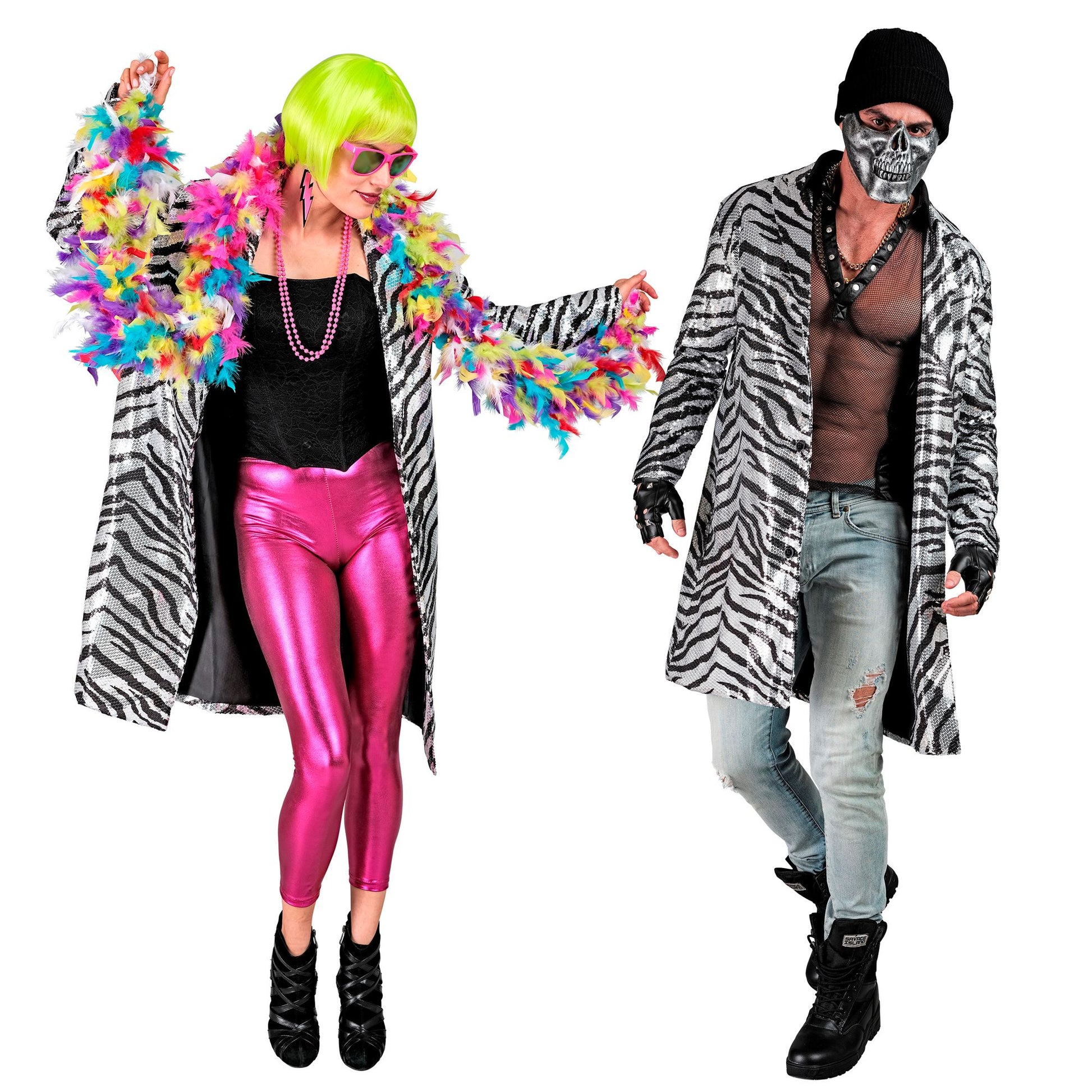 "PARTY FASHION MANTEL" (Paillettenmantel in Zebramuster) – Detailansicht