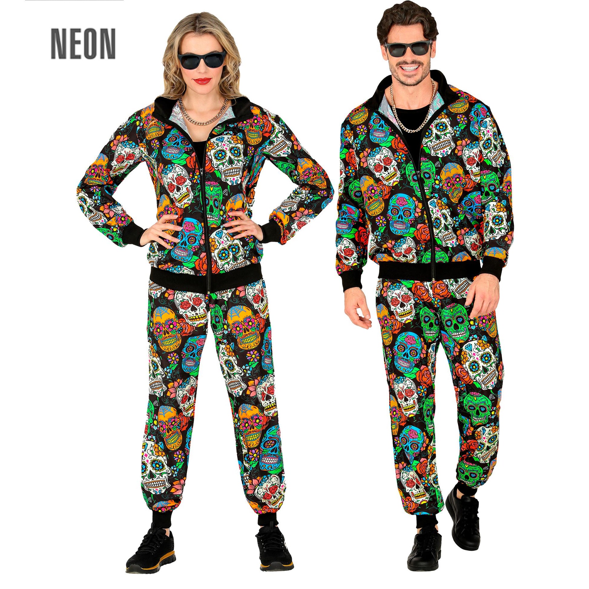 "PARTY FASHION TRAININGSANZUG DIA DE LOS MUERTOS" (Oberteil, Hose) – Vorderansicht