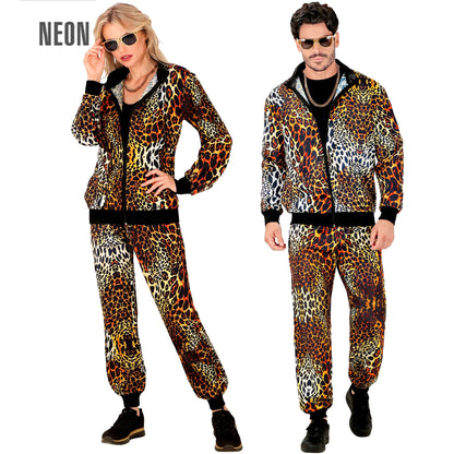 "PARTY FASHION TRAININGSANZUG MIT LEOPARDMUSTER" (Oberteil, Hose) – Vorderansicht