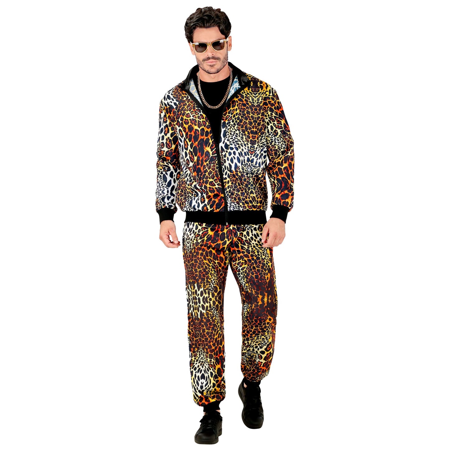 "PARTY FASHION TRAININGSANZUG MIT LEOPARDMUSTER" (Oberteil, Hose) – Detailansicht