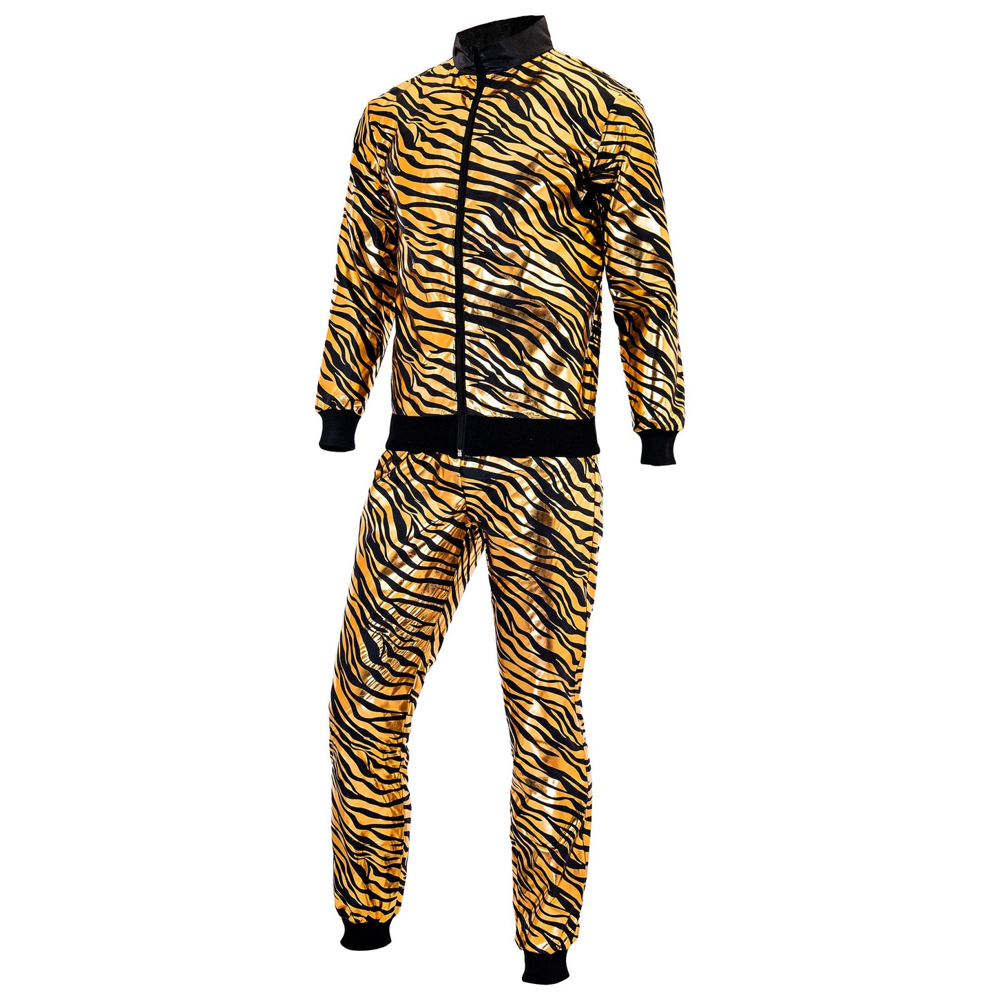 "PARTY FASHION TRAININGSANZUG MIT TIERMUSTER IN GOLD METALLIC" (Oberteil, Hose) – Ansicht 4