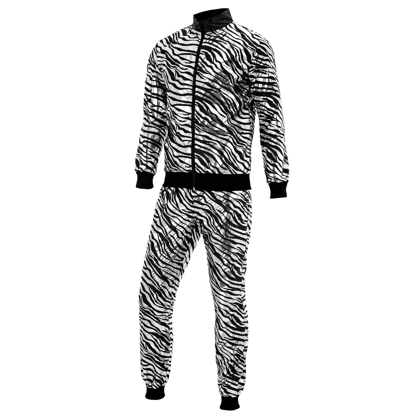 "PARTY FASHION TRAININGSANZUG MIT TIERMUSTER IN SILBER METALLIC" (Oberteil, Hose) – Ansicht 4