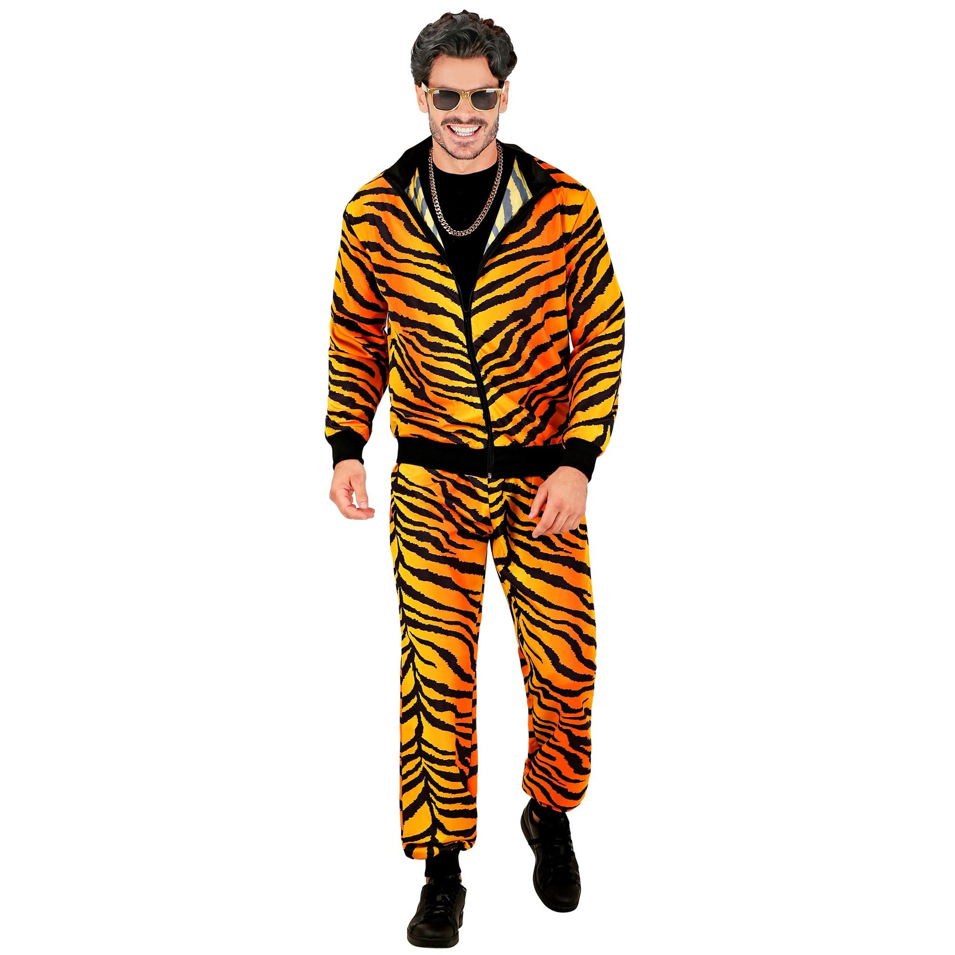 "PARTY FASHION TRAININGSANZUG MIT TIGERMUSTER" (Oberteil, Hose) – Detailansicht