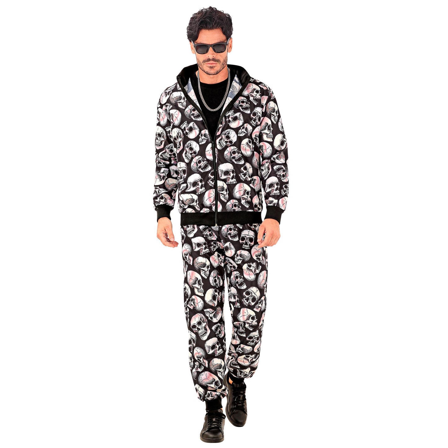 "PARTY FASHION TRAININGSANZUG MIT TOTENKÖPFEN" (Oberteil, Hose) – Detailansicht