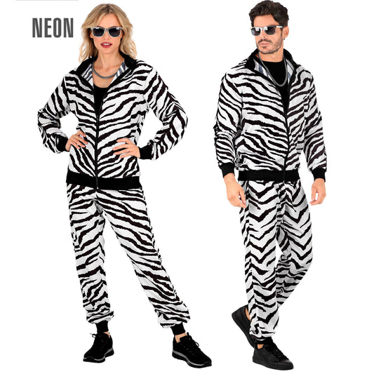"PARTY FASHION TRAININGSANZUG MIT ZEBRAMUSTER" (Oberteil, Hose) – Vorderansicht