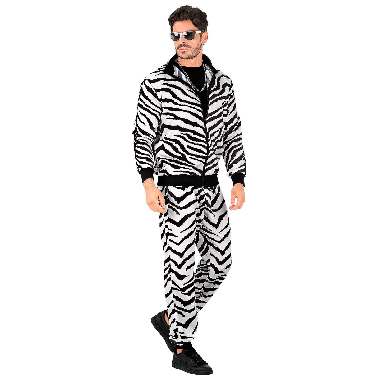 "PARTY FASHION TRAININGSANZUG MIT ZEBRAMUSTER" (Oberteil, Hose) – Detailansicht